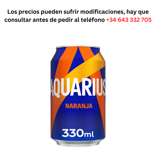 Aquarius Orange €0.795 Can of 330ml / Minimum Order 1 Pallet of 99 boxes of 24 units