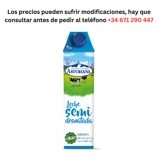 Leche Asturiana Semidesnatada 1L O,933€ / Pedido Mínimo 1 Palé de 99 cajas de 6 unidades (Copia)