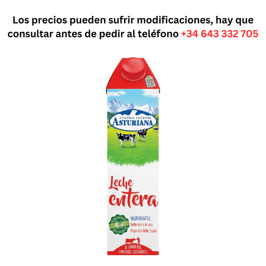 Whole Asturian Milk 1L €0.933 / Minimum Order 1 Pallet of 99 boxes of 6 units